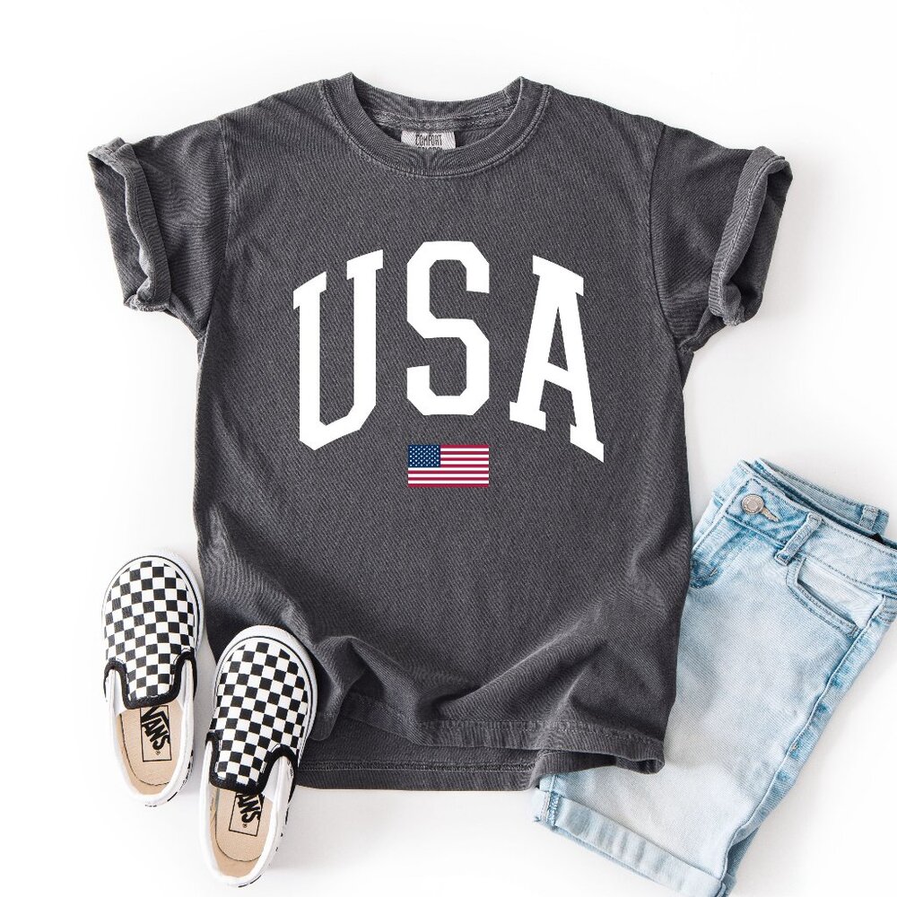 Kids Big USA Shirt, Girls Patriotic Shirt Kids, Boys July 4th Graphic Tee Shirt